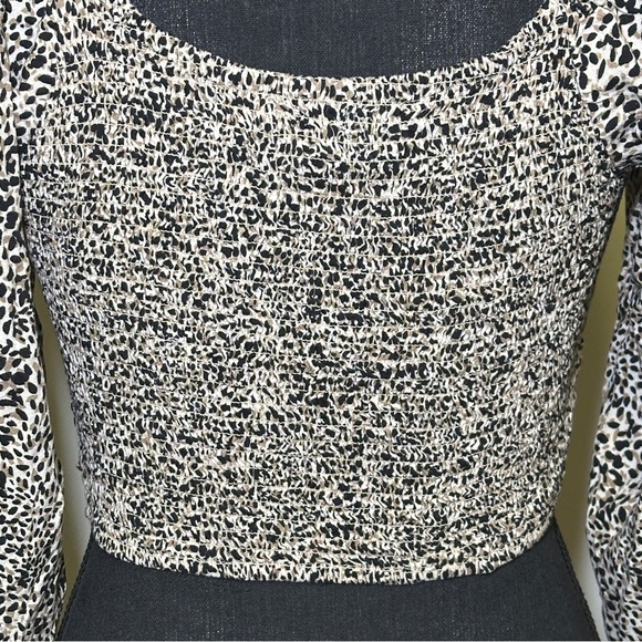Japna Boho Animal Print Ruched Bust Cropped Blouse Top Small Evening - Picture 7 of 10